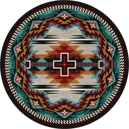 Rustic Crucifix Rug – Electric – close up