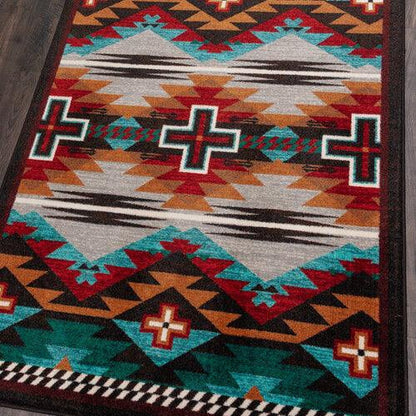 Rustic Crucifix Rug – Electric – pattern detail