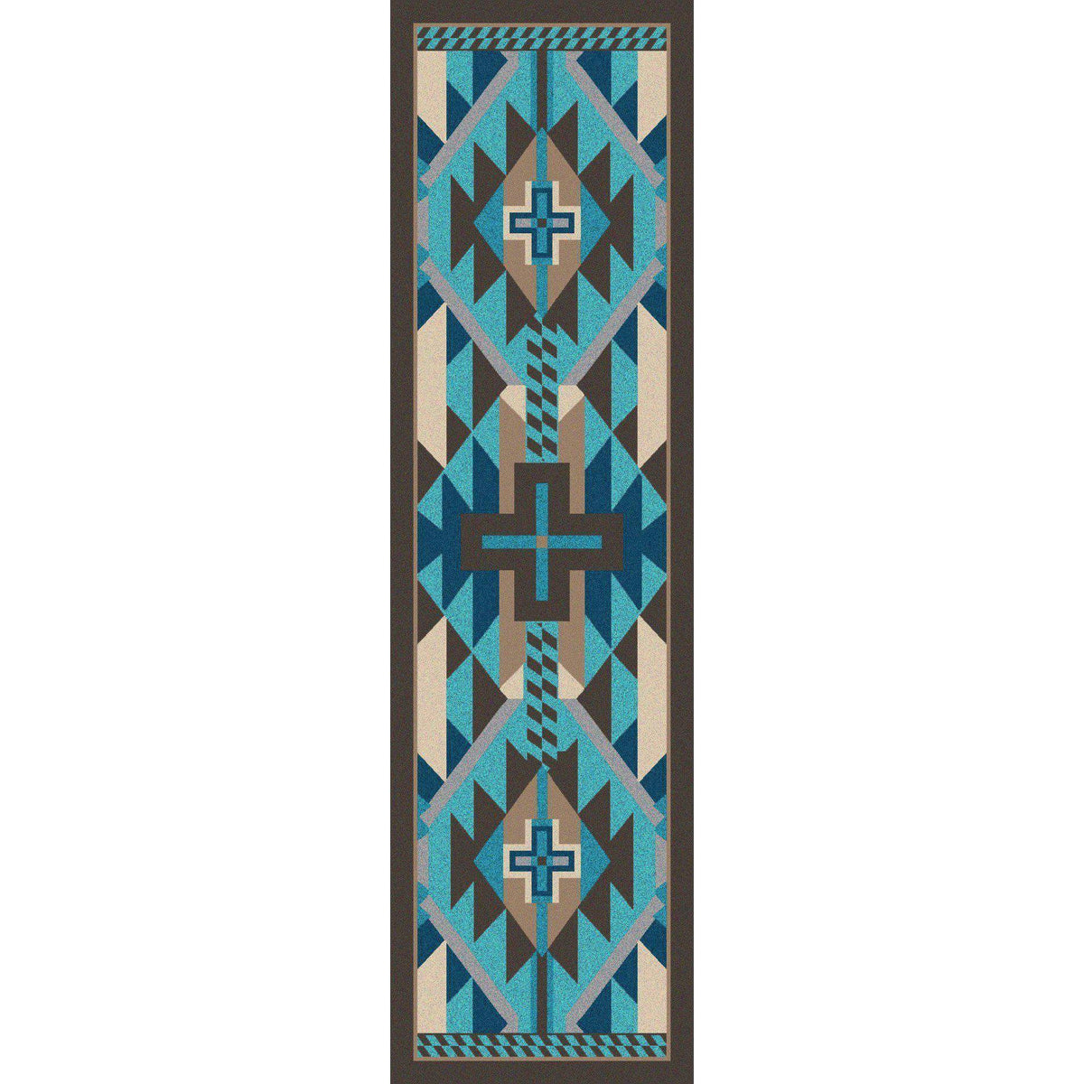 Rustic Crucifix Rug – Turquoise Indigo – detail view