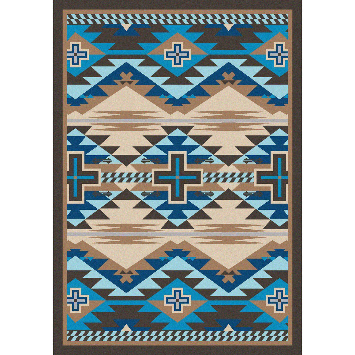 Rustic Crucifix Rug – Turquoise Indigo – cabin lodge area rug