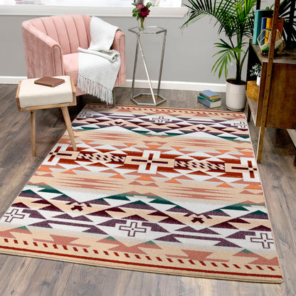 Rustic Cross OKA Rug – Clay – detail view