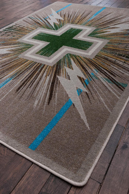 Sacha Temple Rug – Sand – cabin lodge area rug