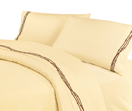 350TC Barbwire Embroidered Sheet Set, 3 Pc