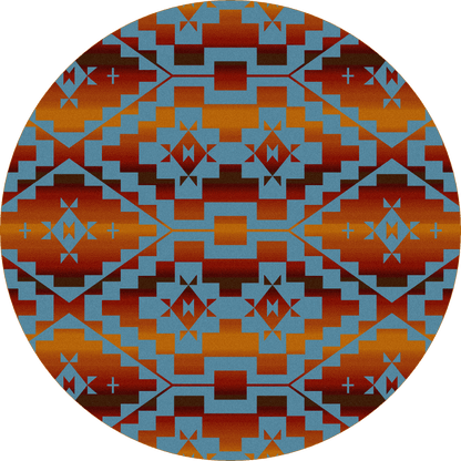 Sacred Trail Rug – Red Burst – room setting