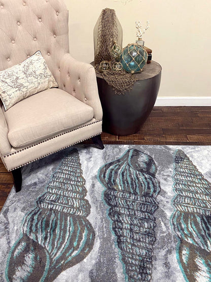 Sally Sold Rug – Gray and Aqua – room setting