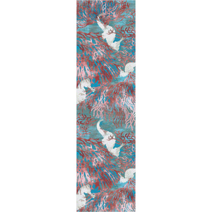 Sea Horse Paradise Rug – Aqua – detail view