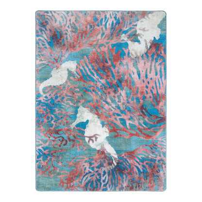Sea Horse Paradise Rug – Aqua – cabin lodge area rug