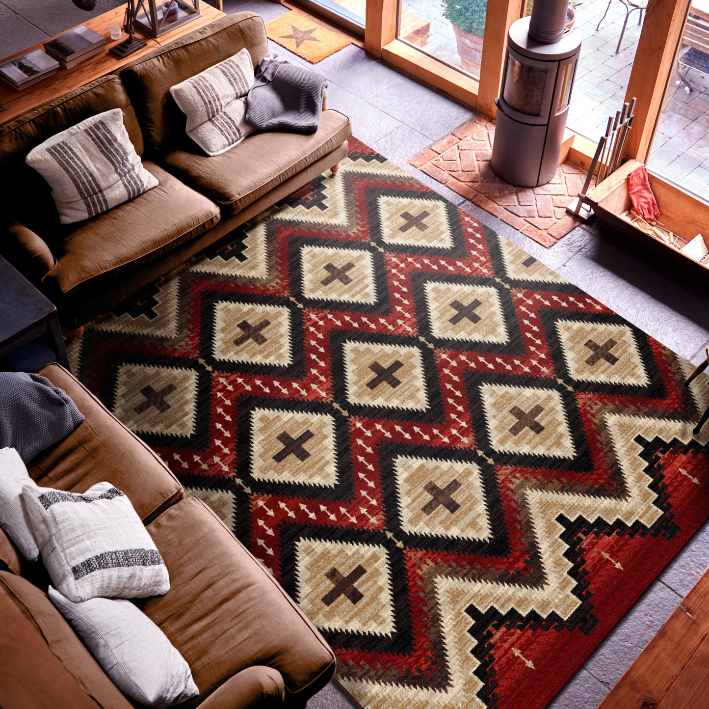 Seeker Rug – Fire Brick – close up