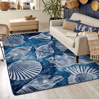 Shell Island Rug – Ultramarine – detail view