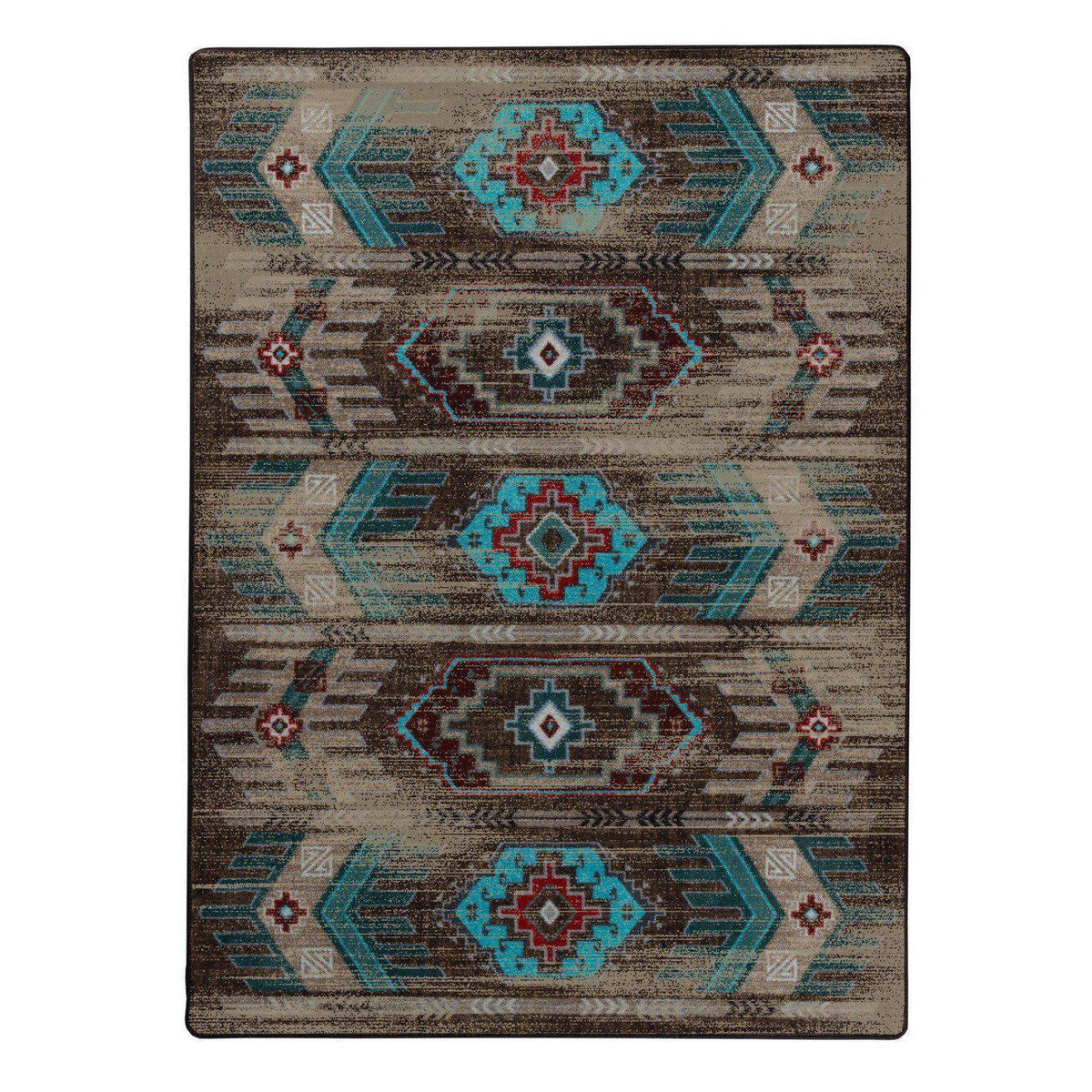 Southwest Nostalgia Rug – Distressed Turquoise – cabin lodge area rug
