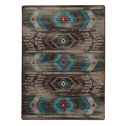 Southwest Nostalgia Rug – Distressed Turquoise – cabin lodge area rug
