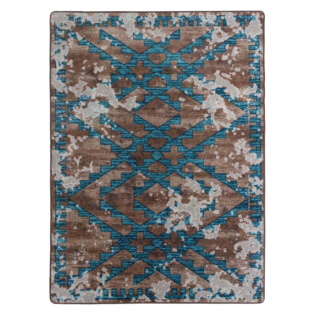 Southwestern Fresco Rug – Turquoise – cabin lodge area rug