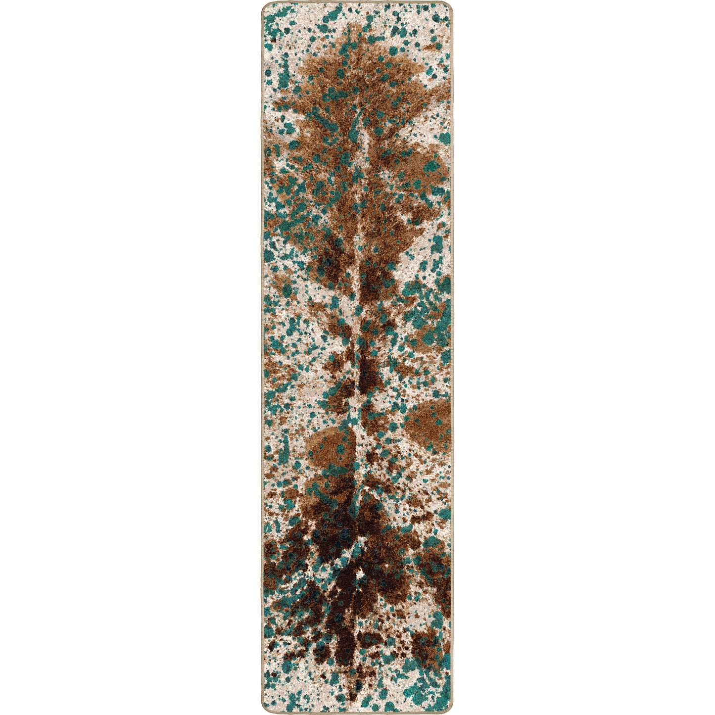 Splatter Cowhide Rug – Green Turquoise – detail view
