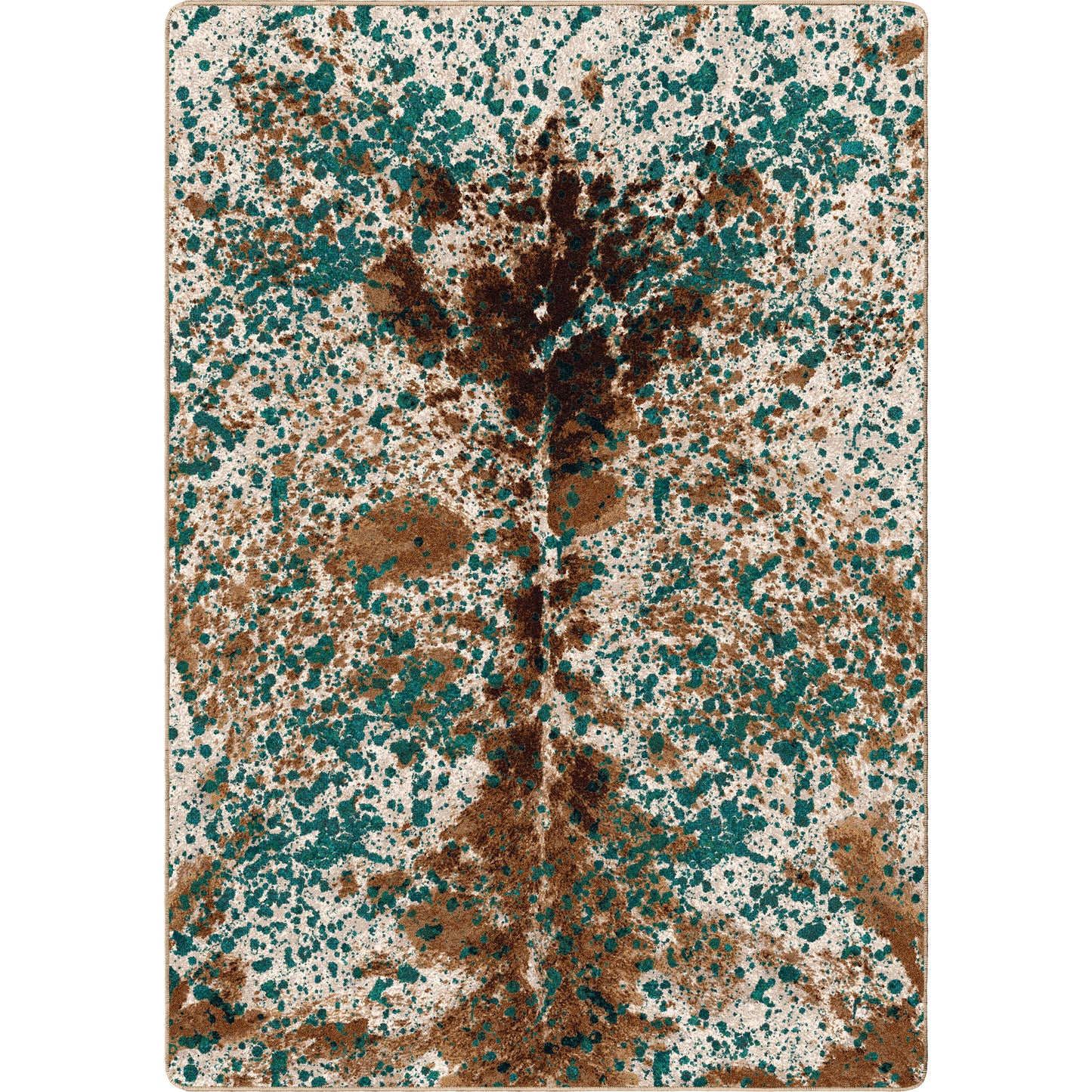Splatter Cowhide Rug – Green Turquoise – cabin lodge area rug