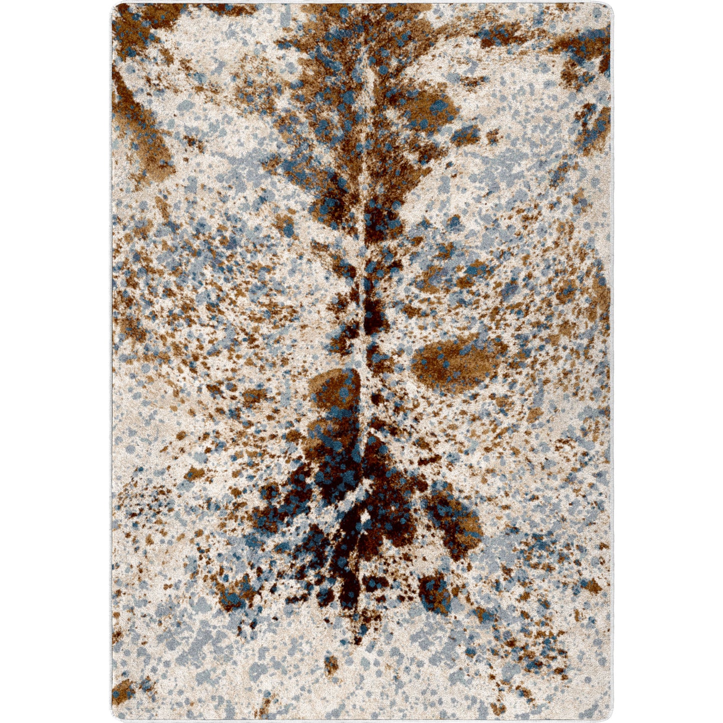 Splatter Cowhide Rug – Denim – cabin lodge area rug