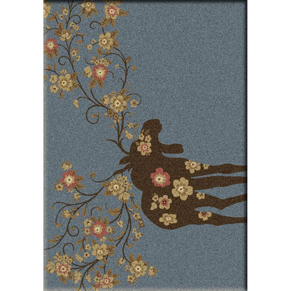 Springtime Moose Rug – Blue – detail view