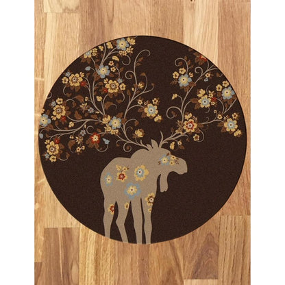 Springtime Moose Rug – Chocolate – close up