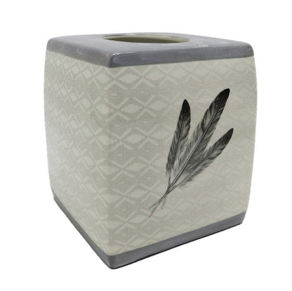 Feather Design Ceramic Tissue Box Cover