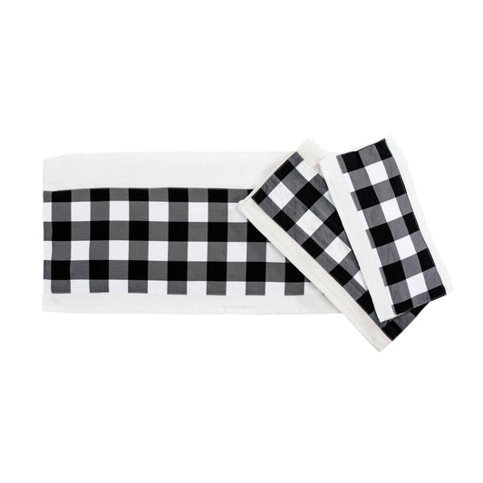 Camille Black Buffalo Check Towel Set, 3 Pc
