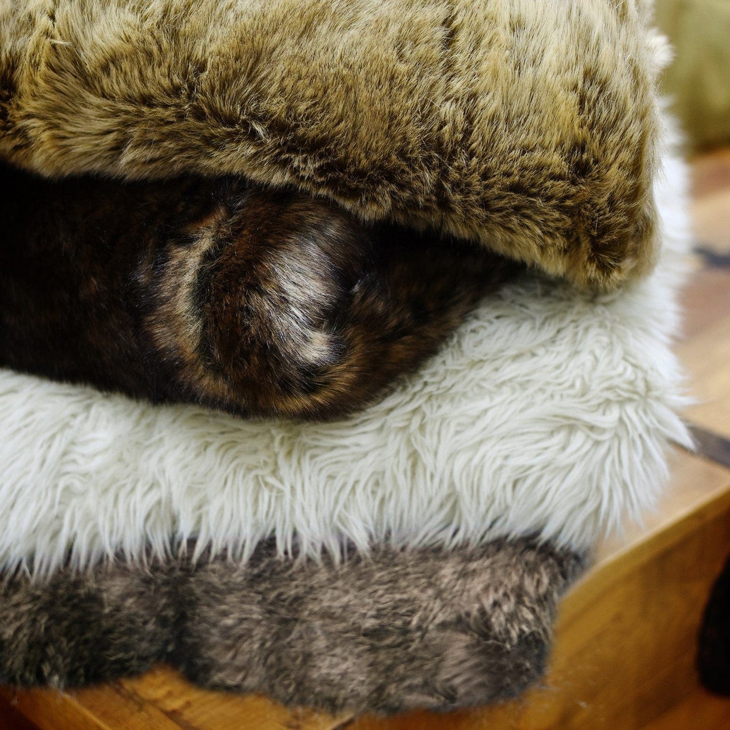 Faux Wolf Fur Throw Blanket