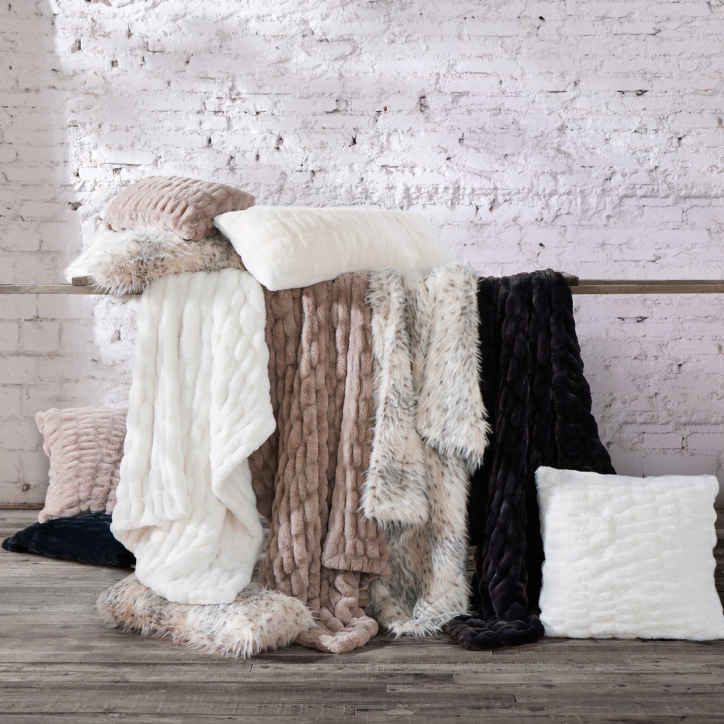 Ruched Rabbit Double-Sided Oversized Throw