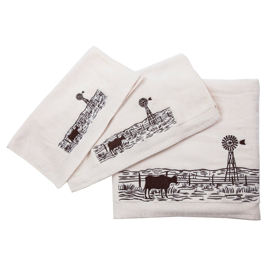 Jasper Embroidered Windmill Landscape Towel Set