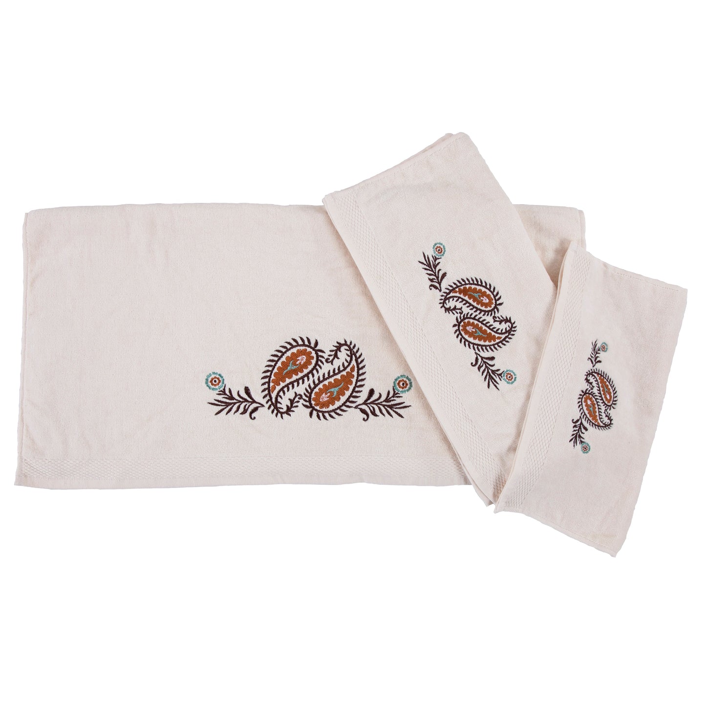 Rebecca Embroidered Western Paisley Towel Set, 3 Pc