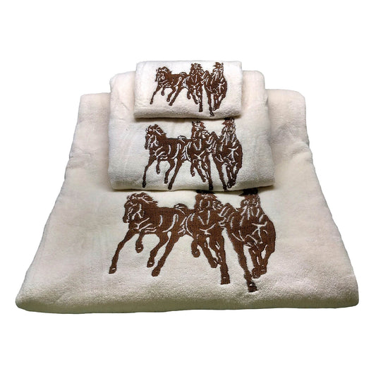 Embroidered 3-Horse Towel Set, 3 Pc
