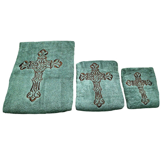 Embroidered Cross Towel Set, 3 Pc
