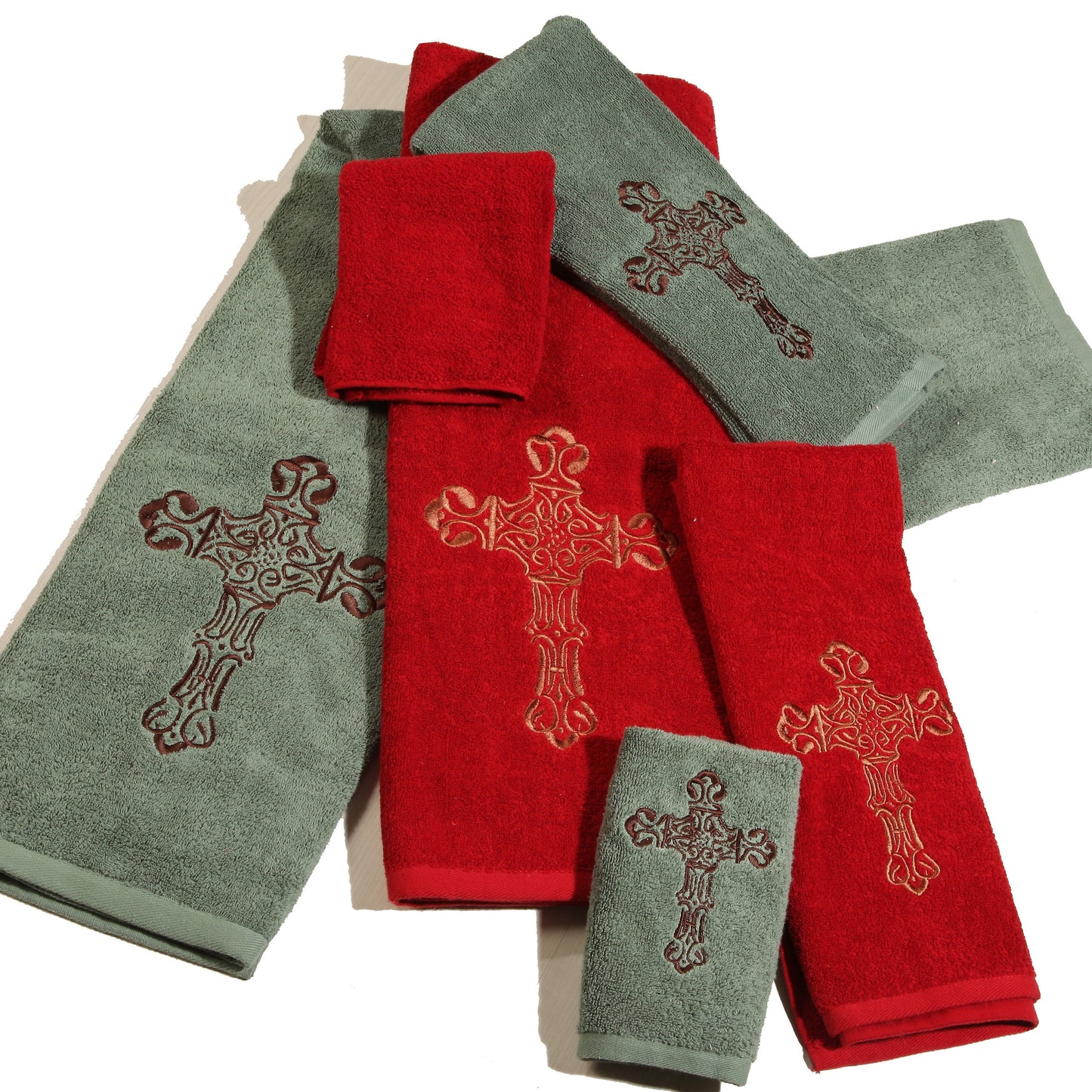 Embroidered Cross Towel Set, 3 Pc