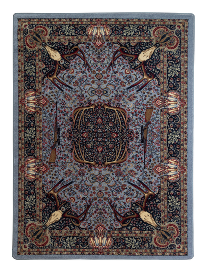 Trophy Room Rug – Blue – cabin lodge area rug