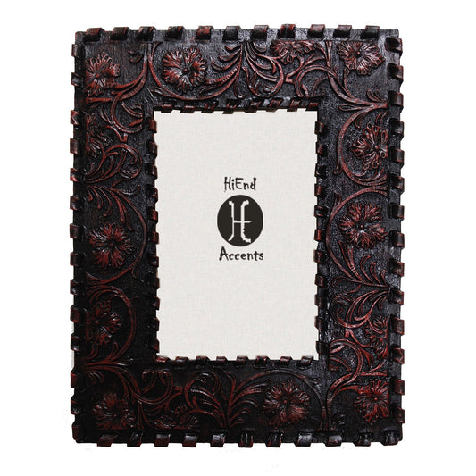 Laced Edge Tooled Leather Picture Frame