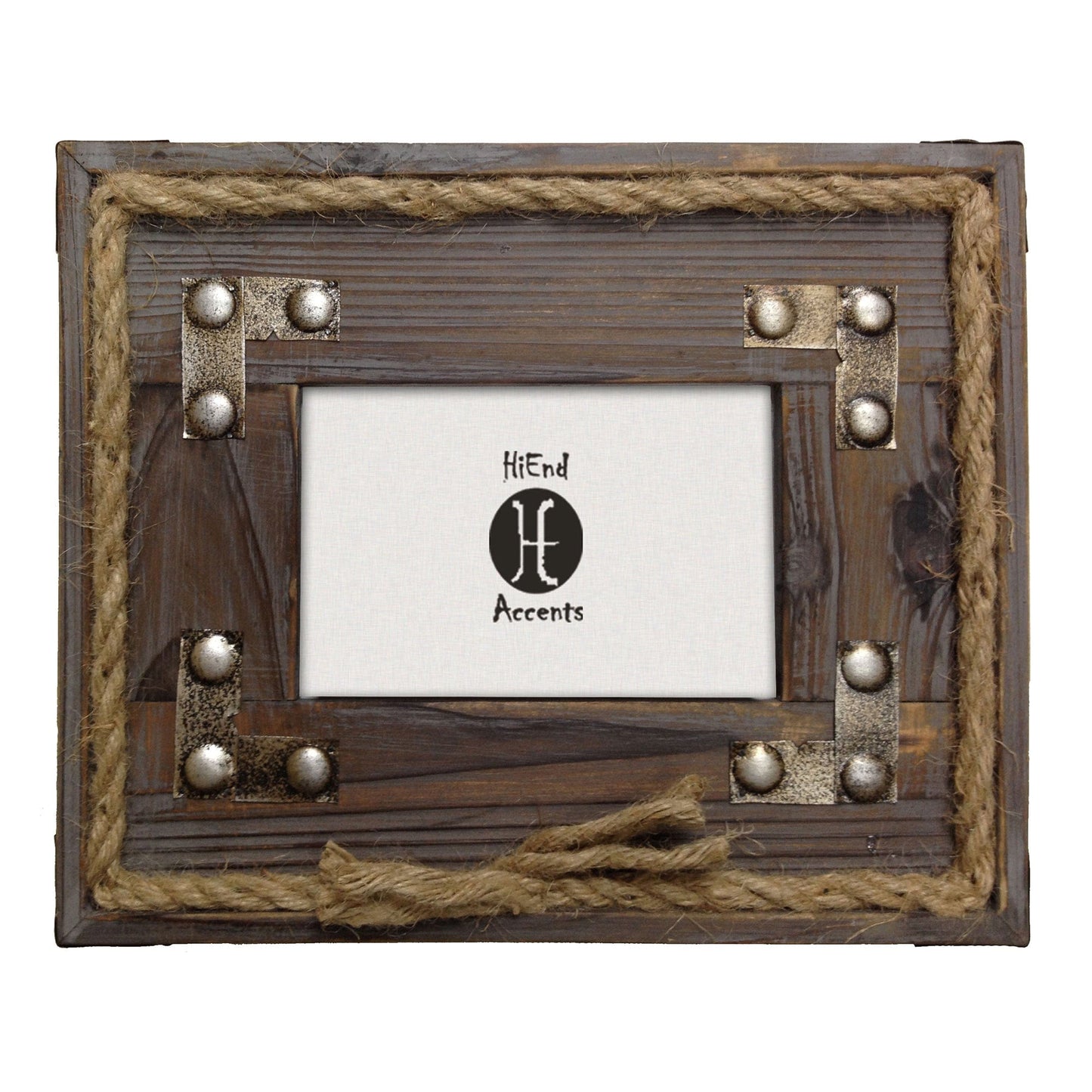 Wooden Metal Stripes & Rope Picture Frame
