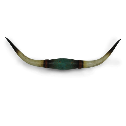 Distressed Teal Longhorn Southwestern Wall Sculpture