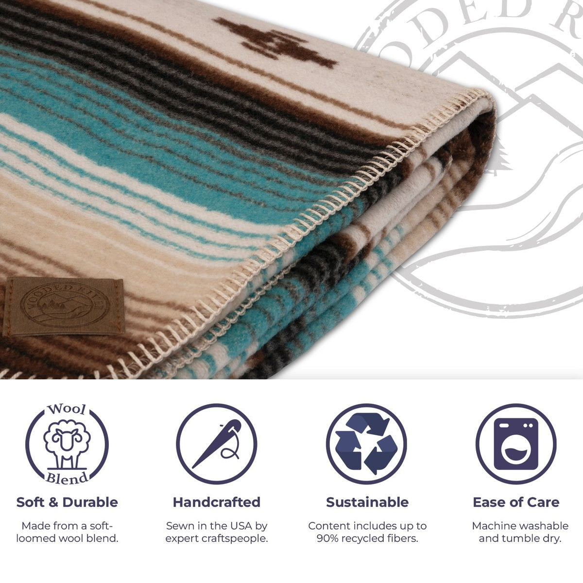 Wooded River Zarape Wool Throw - Thumbnail 3