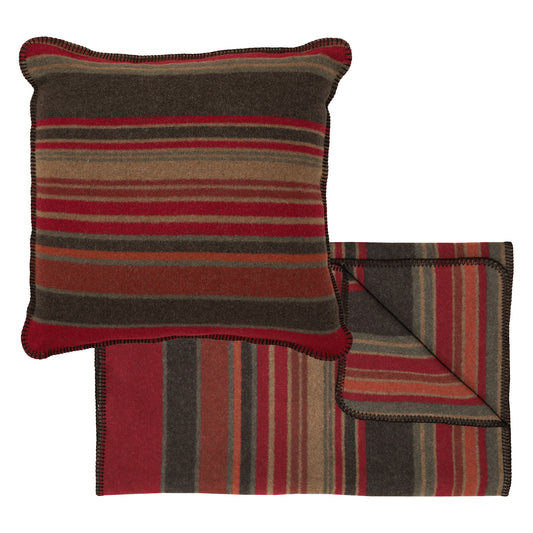 Wooded River Hudson Garnet Scarf & Pillow Set