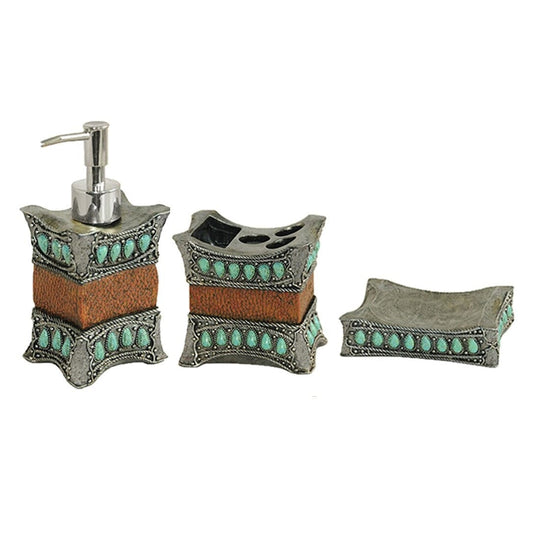 Turquoise Countertop Bathroom Set, 3 Pc