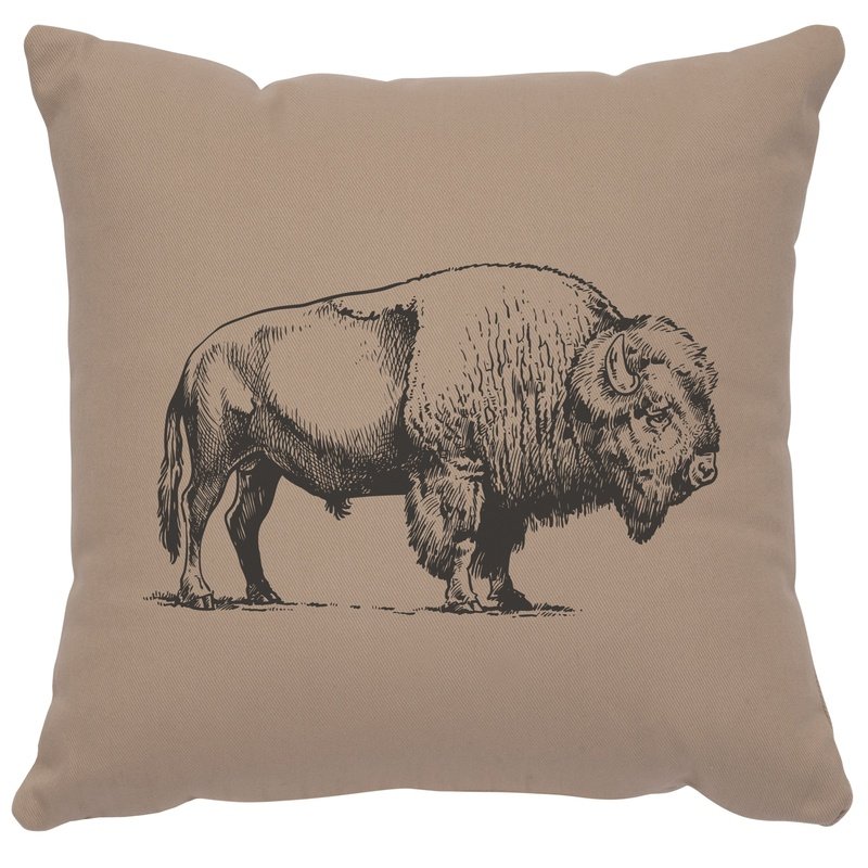 "Buffalo" Image Pillow - Cotton Alabaster