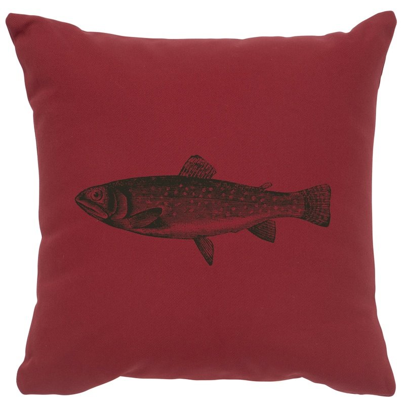 "Trout" Image Pillow - Cotton Brick