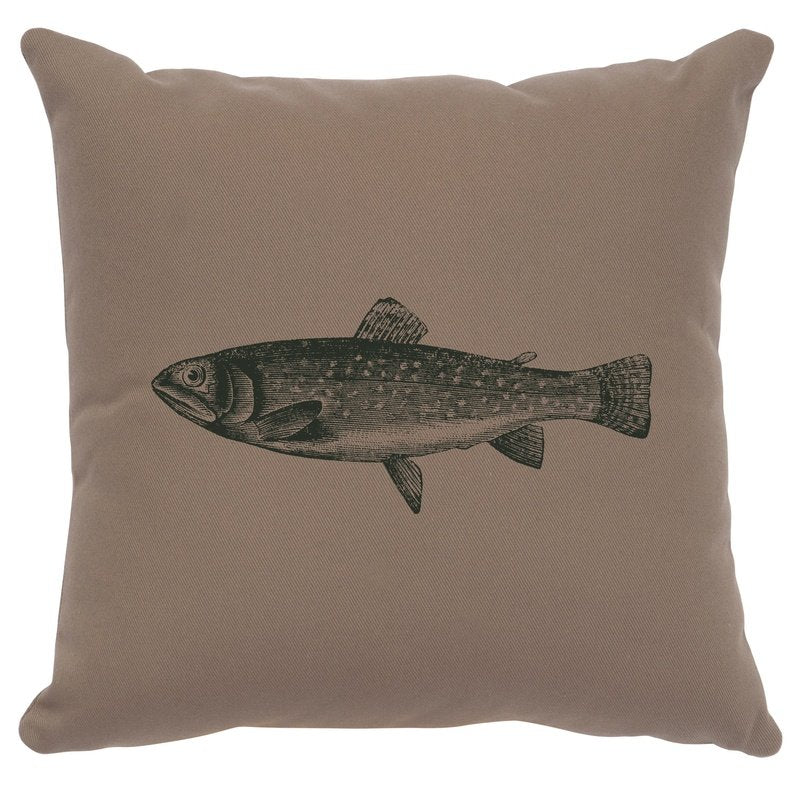 "Trout" Image Pillow - Cotton Taupe