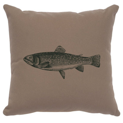 "Trout" Image Pillow - Cotton Taupe