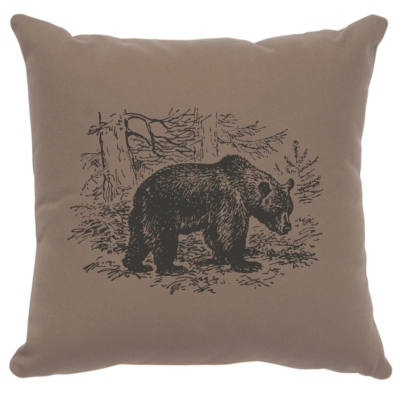 "Bear Scene" Image Pillow - Cotton Taupe