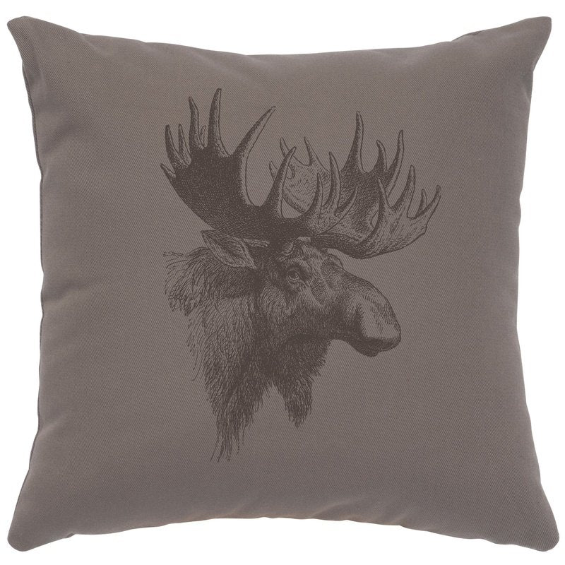 "Moose Profile" Image Pillow - Cotton Chrome