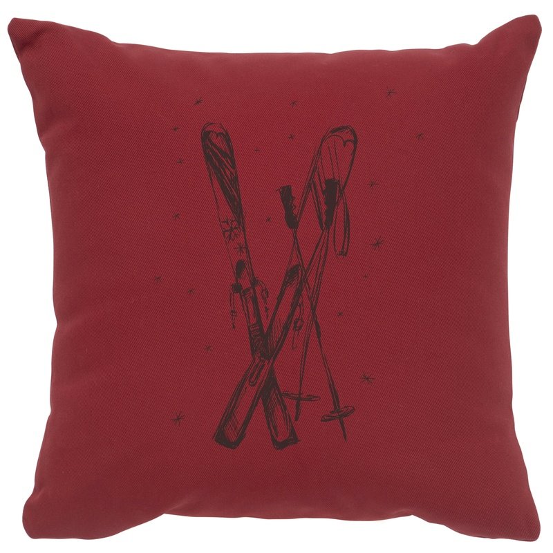 "Ski's" Image Pillow - Cotton Brick
