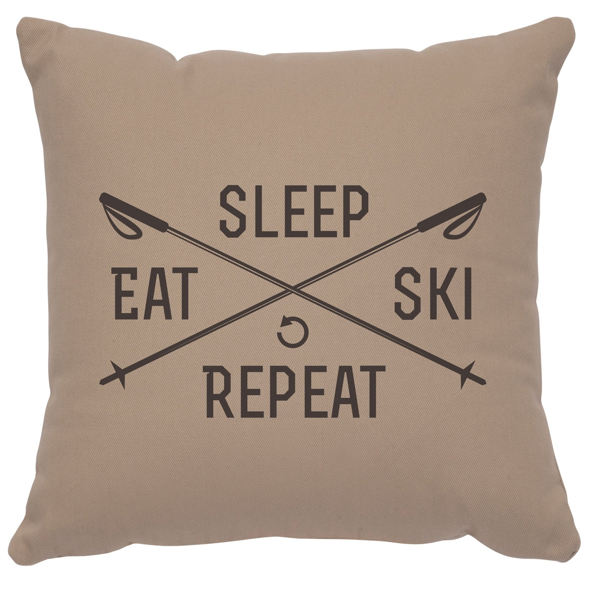 "Sleep, Eat, Ski" Image Pillow - Cotton Alabaster by Wooded River