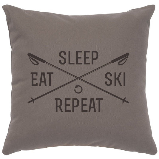"Sleep, Eat, Ski" Image Pillow - Cotton Chrome
