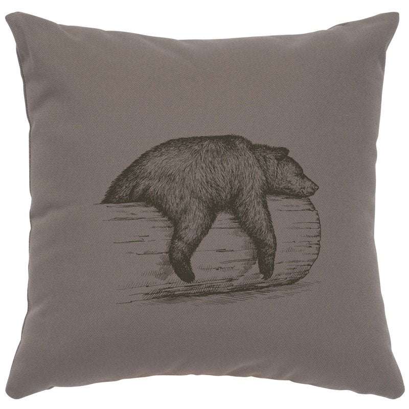 "Bear on a Log" Image Pillow - Cotton Chrome