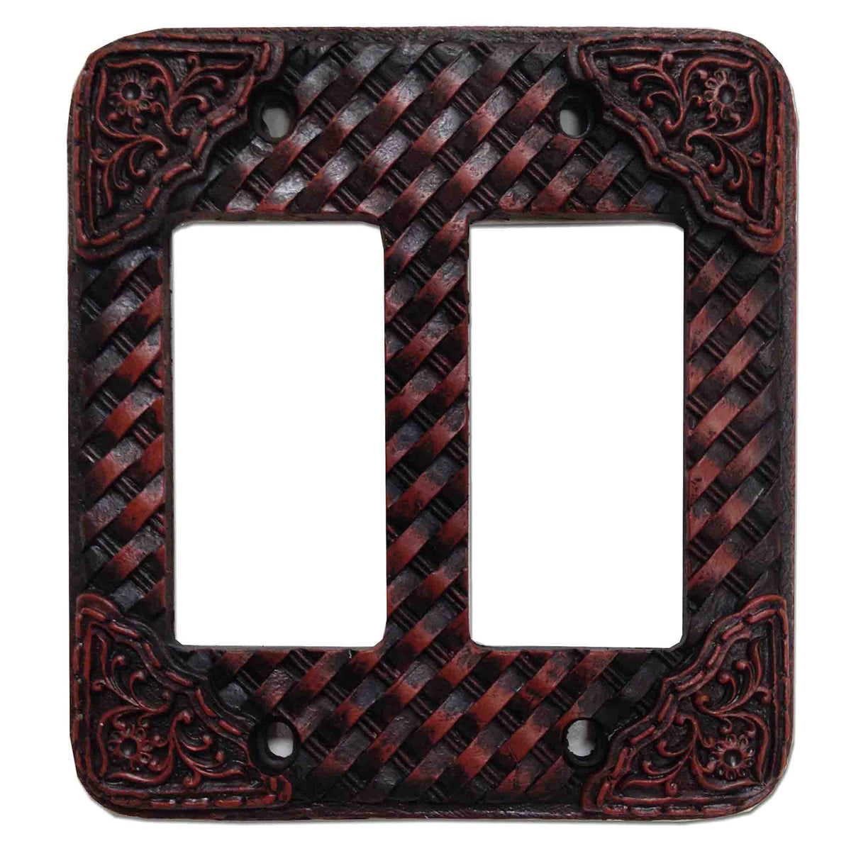 Tooled Resin Weaver Double Rocker Wall Switch Plate