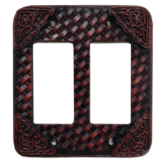Tooled Resin Weaver Double Rocker Wall Switch Plate