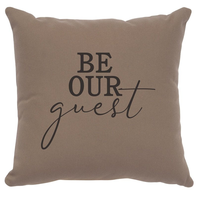 "Be Our Guest" Image Pillow - Cotton Taupe